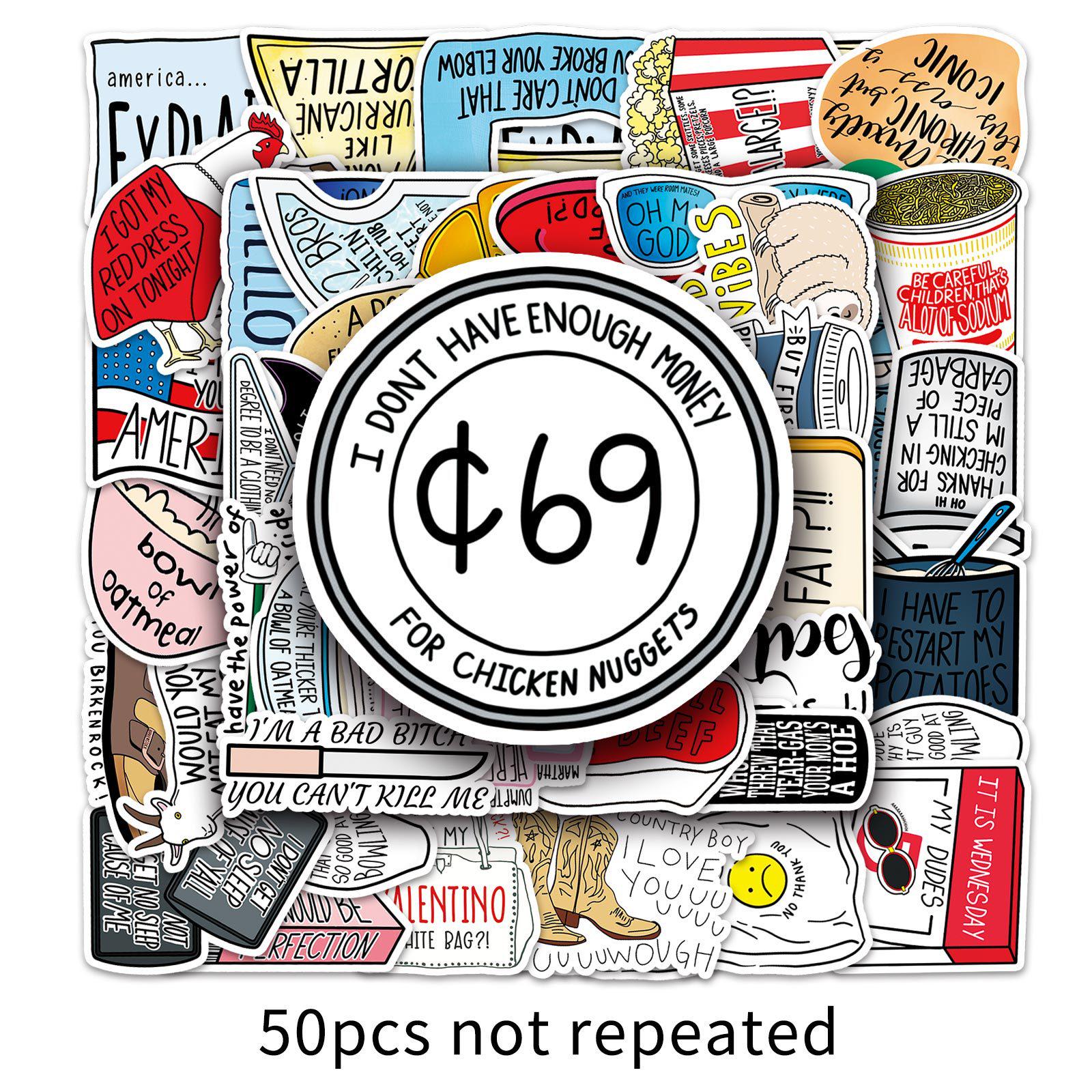 50 Personalized Fresh Style Vine Graffiti Stickers for Laptops, Refrigerators, Scooters, and Suitcases (Pack of 50 Sheets)