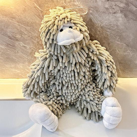 Gorilla Doll Hand Towel Chenille Fuzzy Animal Decorative Towel Absorbent Cute