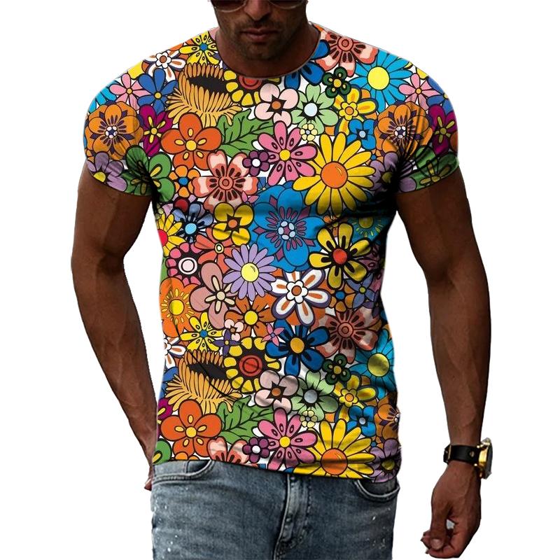 Colorful Cool Abstract Art Graphic T Shirts Hip Hop Street Style 3D Printed Tees Summer Men Personality Round Short Sleeves