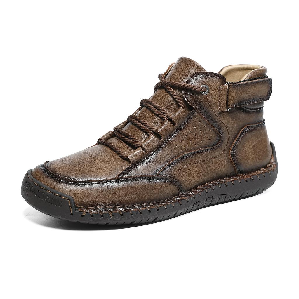 Large Size Men's Shoes Outdoor Casual Shoes Flat Stitched Leather Shoes High Top Large Size Shoes Martin Boots