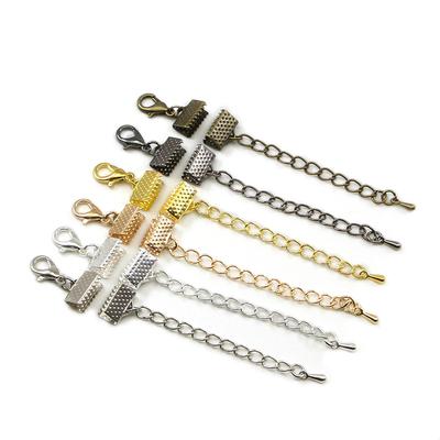 10 pz/lotto Nastro di Cuoio Cord End di Fissaggio Catenacci Con Catene Aragosta Catenacci Connettori Per Il Braccialetto Gioielli Fai Da Te Che Fanno I Risultati