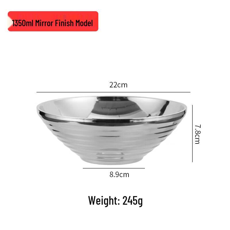 Qiwei 304 Stainless Steel Large Noodle & Soup Bowl