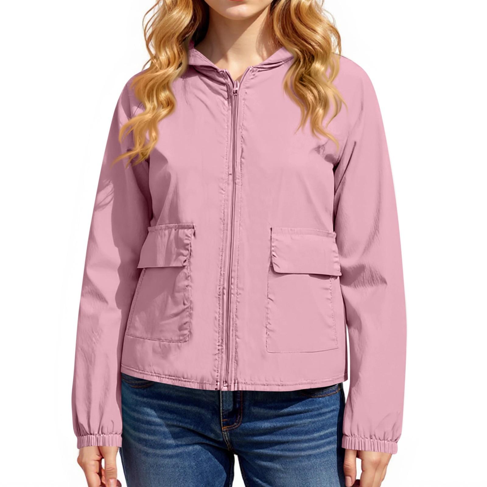 

Женское модное однотонное пальто с карманом на молнии для защиты от солнца XXL розовый