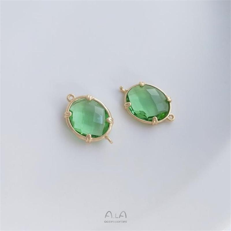 Oválný rámeček ze 14K pozlaceného kovu se zirkonem, dvojitý přívěsek pro DIY šperky