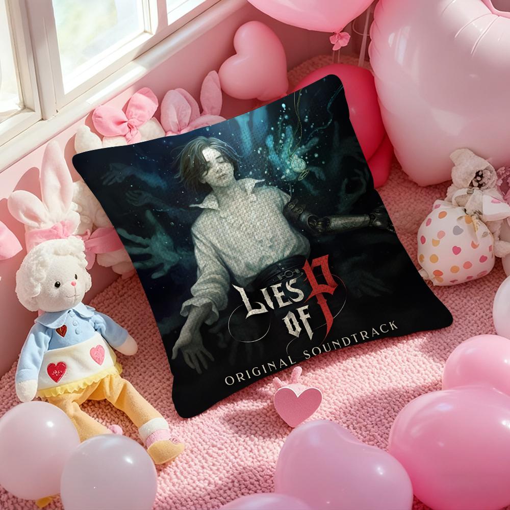 

Game LLies of PMT Hot Popular Pillow Case Antidustmite Pillowcase Invisible Zipper Silky Short Plush Sofa Cushion Cover 30x30 cm
