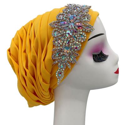 Rhinestones Kadın Pileli Türban Şapka
