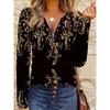 Long Sleeved Zipper T-shirt for Women's Fashion Items, Party Gatherings, Full Body Printed Patterns
