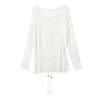 Sancai Women's Lyocell Blend Lace-Trim Hollow Knit Sweater