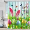Easter Rabbit Waterproof And Mildew-Proof Polyester Bathroom Shower Curtain Shower Curtain Partition Curtain Free Of Punching