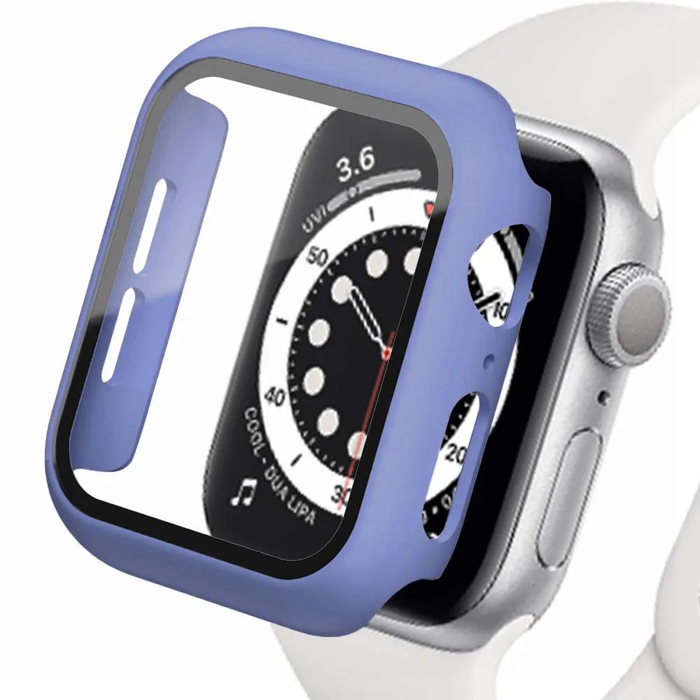 Tempered Glass+cover For Apple Watch Accessories 45mm 41mm 44mm 40mm 42mm Screen Protector serie 9 4 5 6 SE 7 8 Apple watch Case