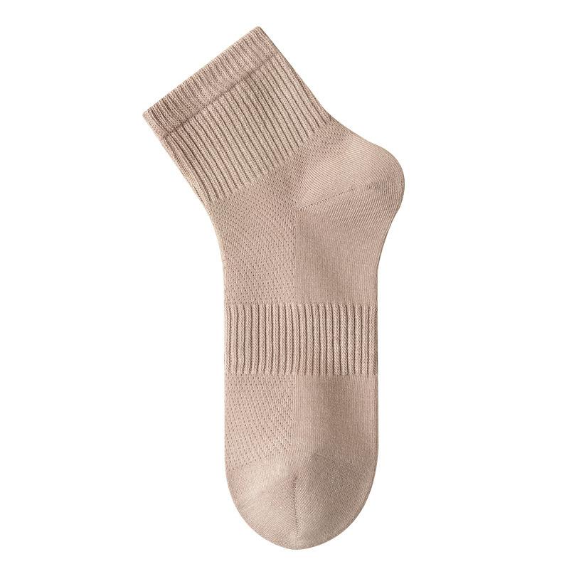 Summer Pure Cotton Boneless Thin Anti-odor Socks for Women, White Breathable Mesh Mid-length Socks for Women, Long Socks