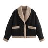 Women's Faux Suede Leather Jackets Flip Collar Fleece Lining Loose Fur One-piece Top Vintage European Style Coat Autumn and Winter