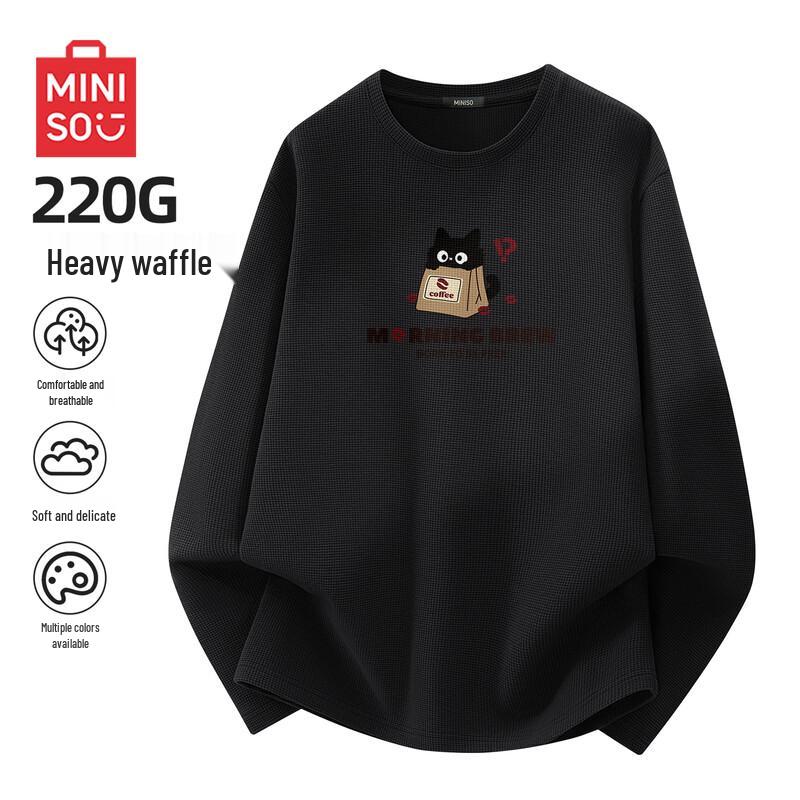 MINISO Men s Waffle Knit Long Sleeve T-shirt XL