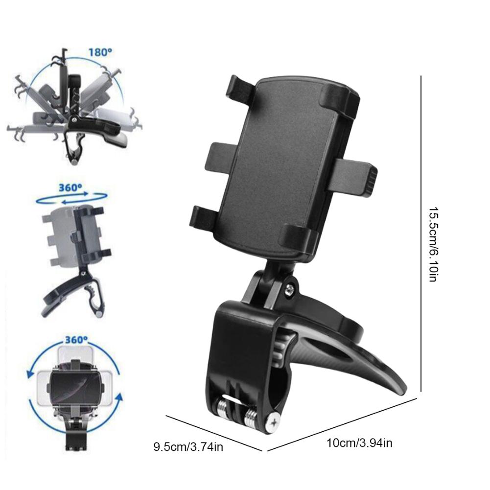 Car Phone Holder 360/180° Rotating Multi-function Instrument Cluster Phone Holder Foldable Rearview Mirror Navigation Bracket