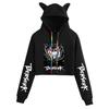 Women's Cat Ear Hoodie with Berserk Print - Cropped Style