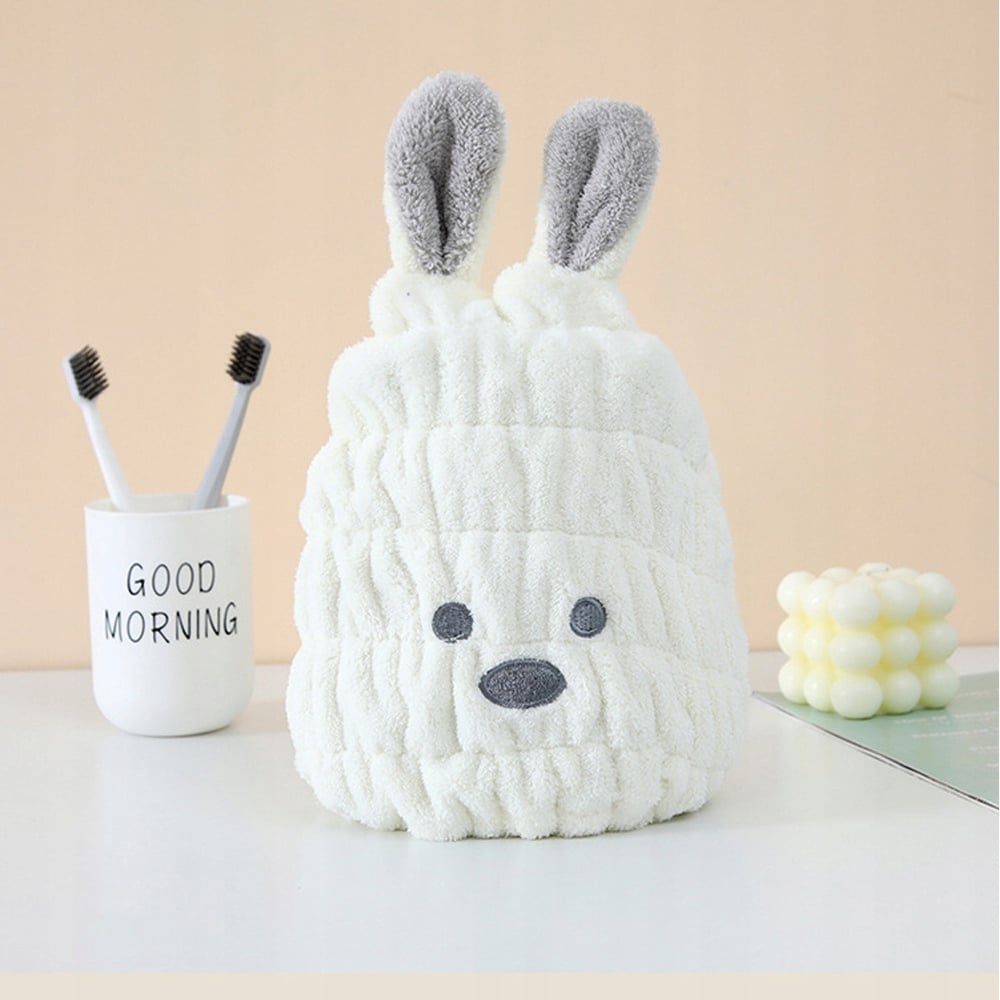 Turban towel cap FOR drying hair microfiber TEDDY BEAR universal (blue)