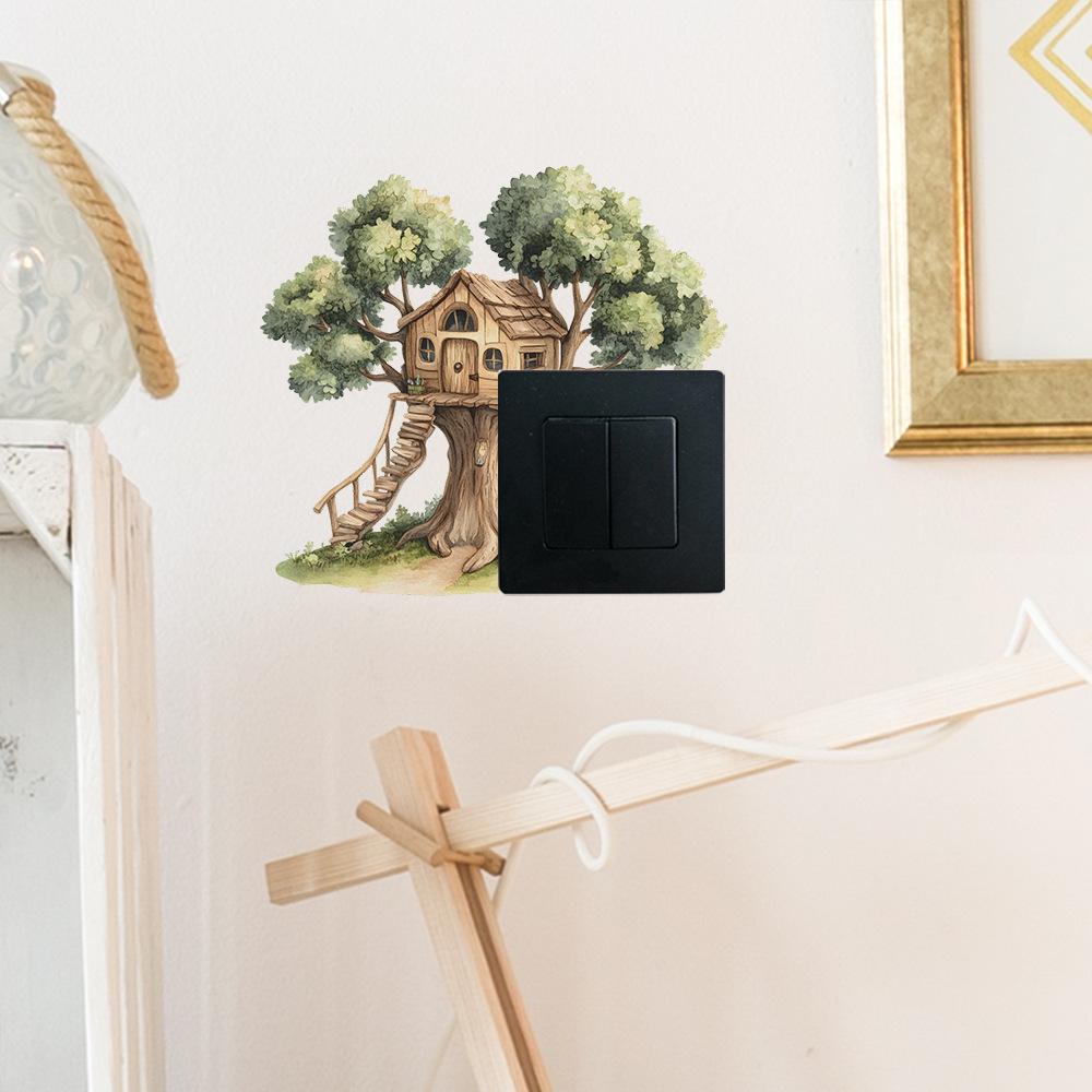 The Cozy Log Cabin Bedroom Living Room and Entrance Hall Switch Are Pasted with Home Beautification Wall Stickers