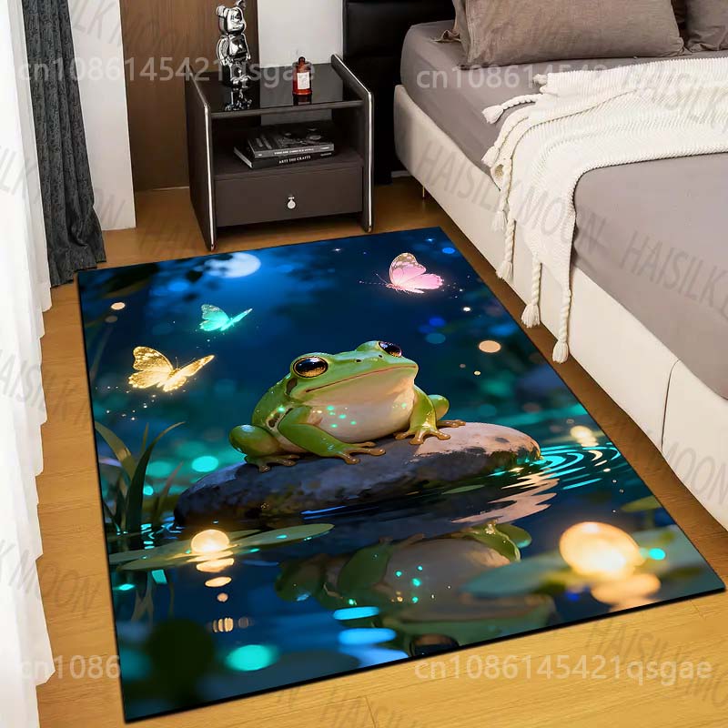 Multiple Sizes Frog, Stone, Fireflies Print Carpet Rug for Living Room Bedroom Sofa Doormat Home Decor Non-slip Floor Mat