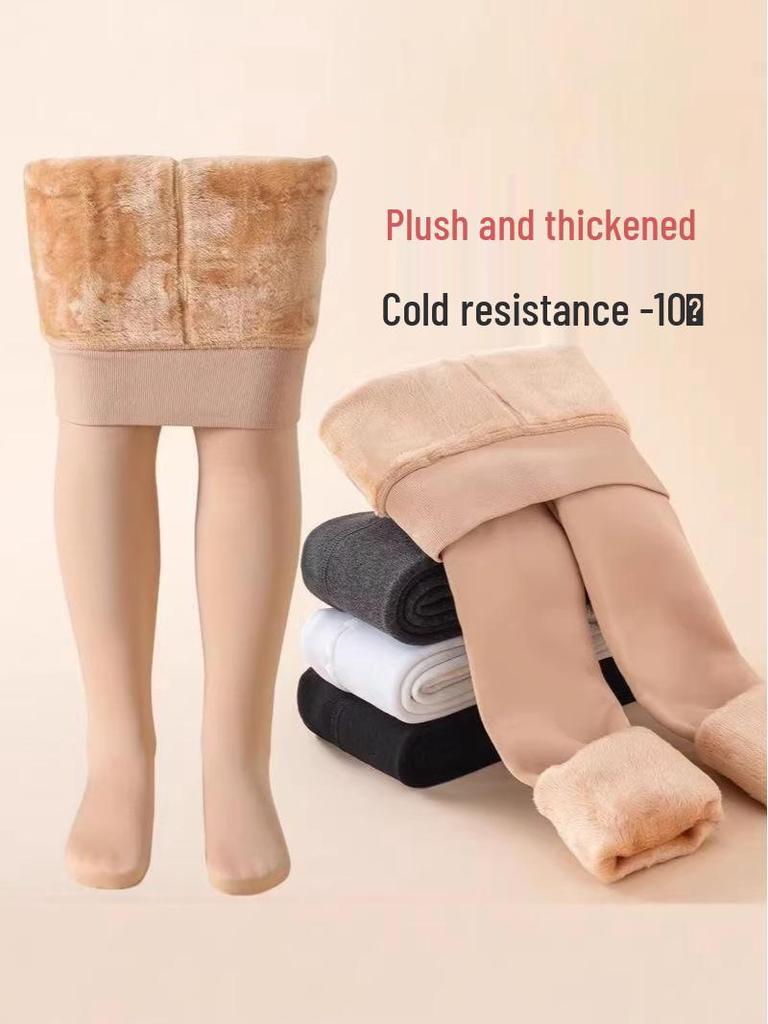 Samt-Tanzstrumpfhosen für Mädchen - Weiß, Verdickt, Ideal für das Training im Frühling/Herbst