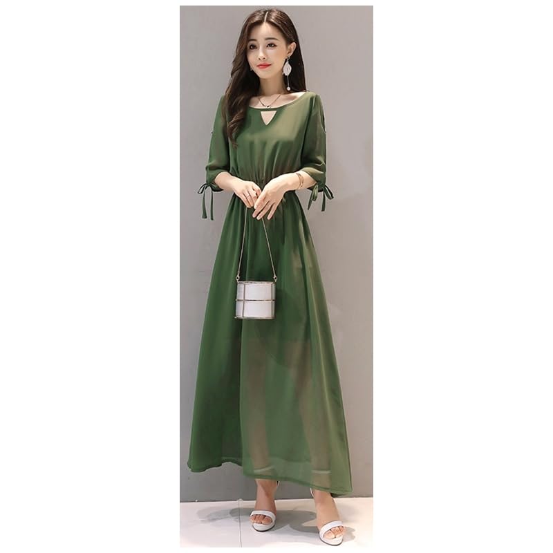 Korean Green Long Maxi Perfect for and Other Formal School Entrance Ceremonies [88flix] Dress, Dress, Slimming, Parties, Weddings, Funerals,