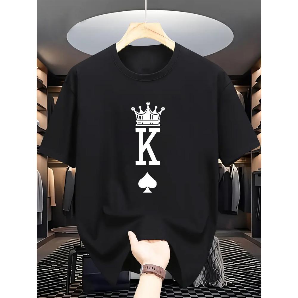 

Men s Summer Casual T-Shirt with Spade K Printed Short Sleeves for Daily Wear and Sports S