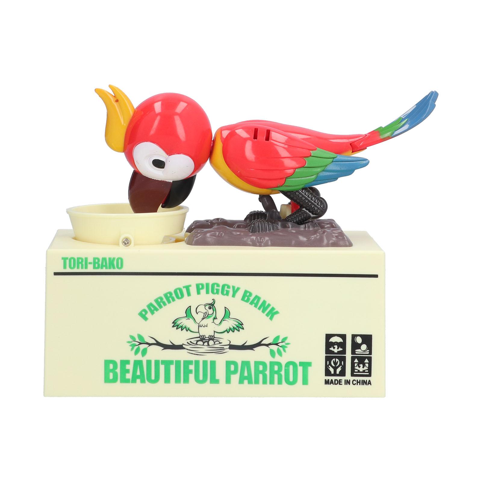 Konnwei Electric Piggy Bank Plastic Parrot Shaped Coin Storage Battery Powered Durable Money Saving Box For Children