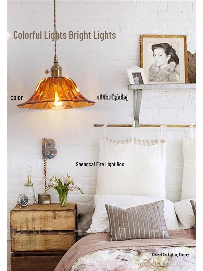 Nordic Minimalist Glass Lotus Leaf Pendant Light for Entryway, Balcony, or Bedside.