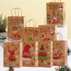 4-Pack Small Christmas Gift Bags, Red Christmas Tree, Santa Hat, Portable Kraft Paper Bags, Party Bakery Store Gift Packaging