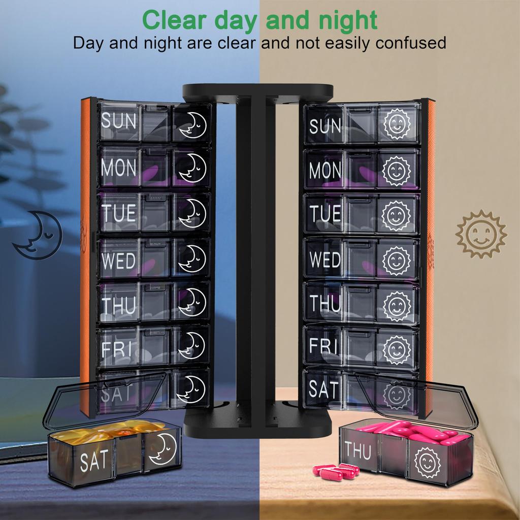 TOMSKYE Portable Pill Large 1 Twice a Multifunctional Pill Prevents Missed Transparent Inner Double Protection Pill Supplement Small Item Capsule Pill