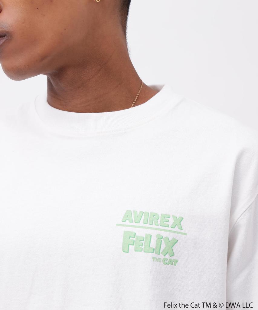 Avirex FELIX COMICS Short Sleeve Size T-SHIRT, Felix, Men's T-Shirt, 2XL, 030, White, 783-5134036