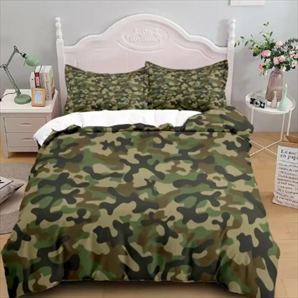 Ensemble de housse de couette Camouflage Soldier Campus Ensemble de linge de lit pour enfants EU Single Double King US Twin Full Queen Cal 140x200cm 3pcs