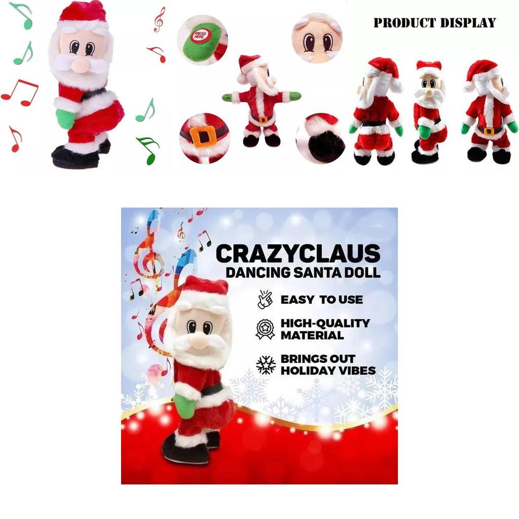 Whimsical Christmas Animated Santa Toy Featuring Lively Music And Charming Plush Design