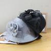 Women S Elegant Pearl Flower Half Roll Wool Bucket Hat Outdoor Fashion