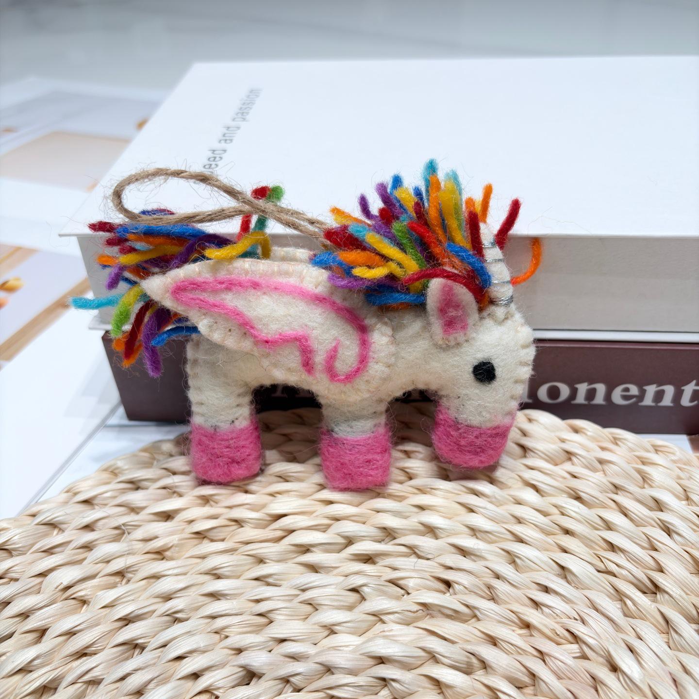 Handmade Wool Felt Animal Keychain: Cute Rabbit, Lamb & Pony Charms