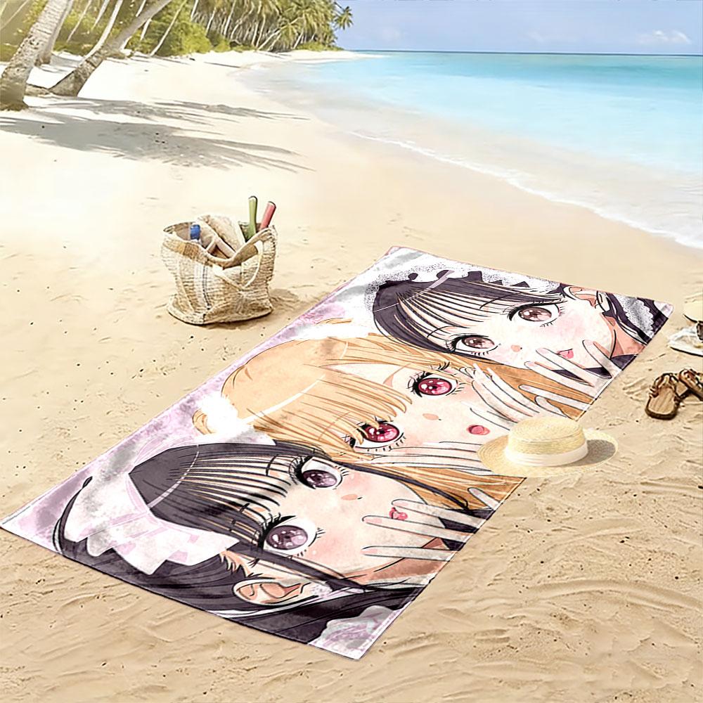 Anime Girls Pastel Artwork Beach Towel Quick-drying for Travel Outdoor Sports Jogging Beach and Swimming