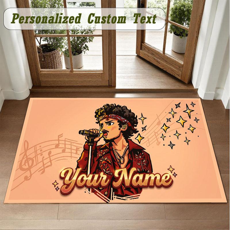 Crystal Velvet Square Rug Custom NameBruno Mars Pattern Non Slip Home Floor Decor Rug