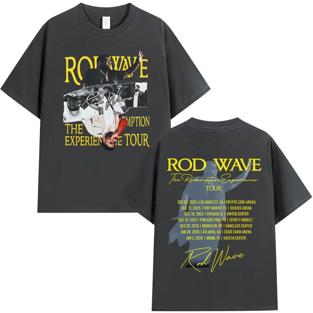 Rapper Rod Wave The Redemption Experience Tour Tshirt 2026 Summer Mens Hip Hop Casual Cotton Short Sleeve Oversized Tshirt