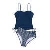 2 Piece Conservative Athletic Bikini Set Spaghetti Strap Drawstring Side Leopard Print Tummy Control Summer Beach Bathing Suit Swimwear