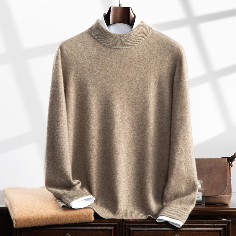 Men's Cashmere Half-High Neck Business Casual Sweater - Long Sleeve Autumn/Winter Knitwear