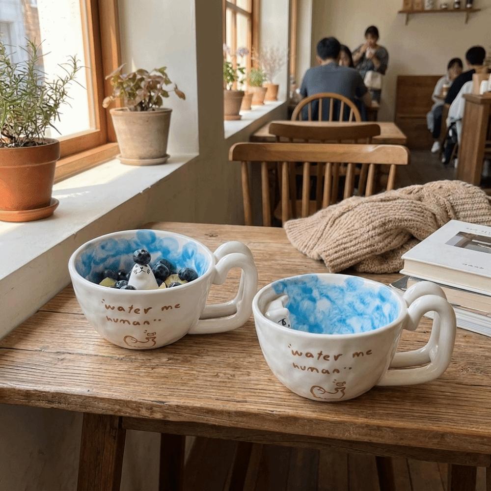 Tazza in Ceramica Carina Foca Piscina Tazza da Caffè Figura 3D Tazza a Tema Anime Latte Caffè per la Colazione