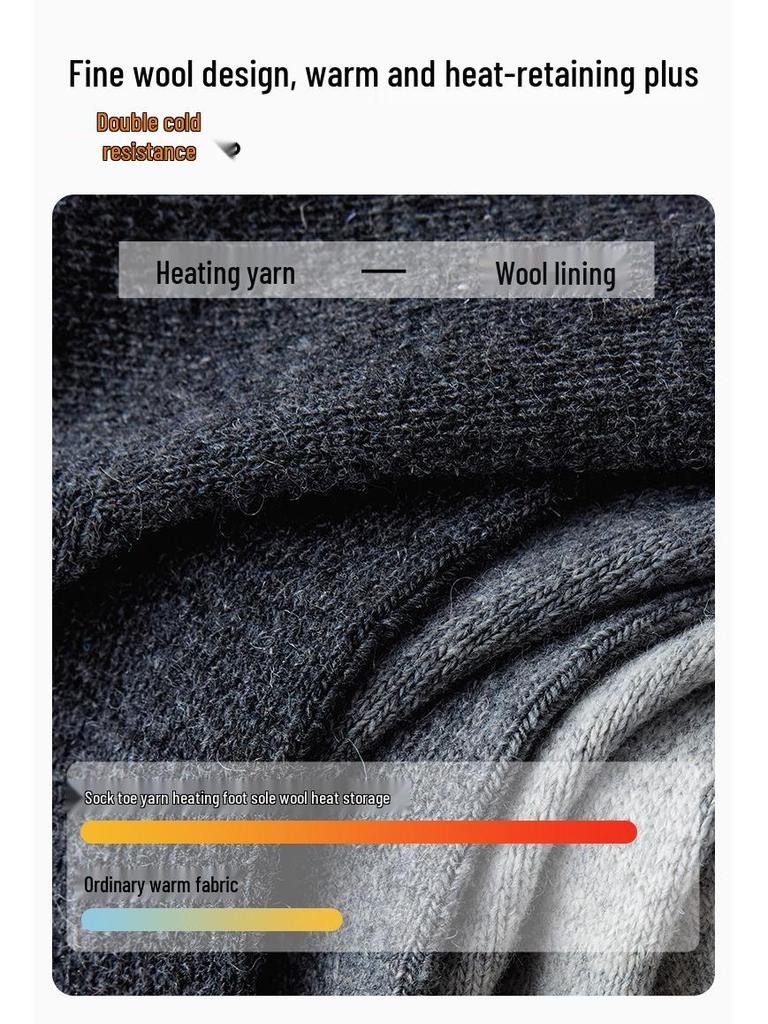 Men's Wool Mid-Calf Socks: Antibacterial, Odor-Resistant, Sweat-Absorbing, Heat-Generating, Thickened for Autumn & Winter
