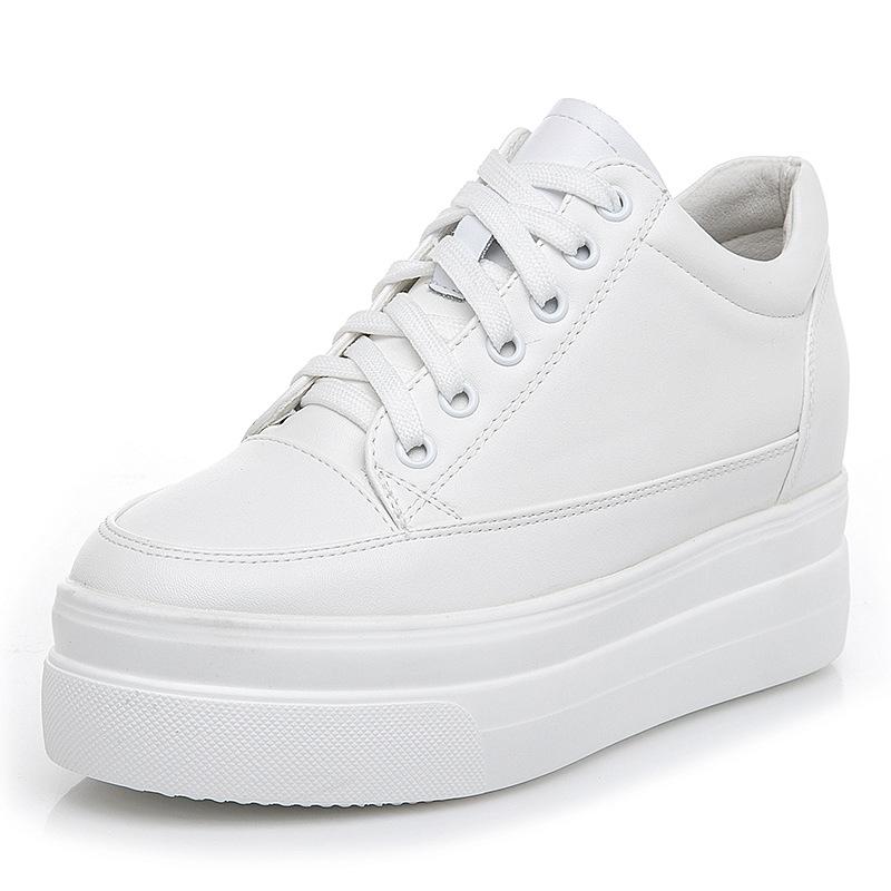 Fashion Shoes Women High Top Sneakers Flat White Shoes Sweet Ladies Height Increasing Shoes 8cm