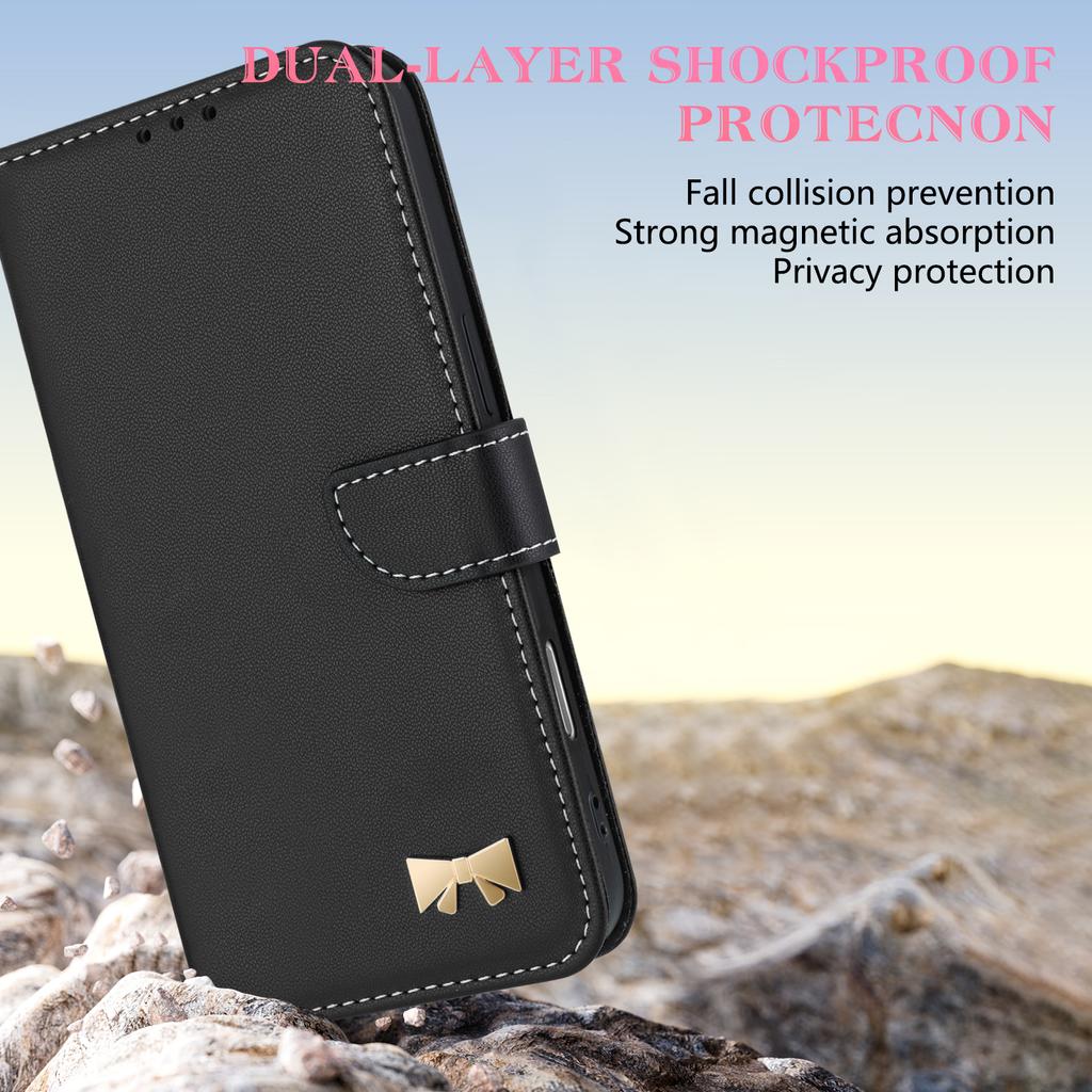 For Samsung Galaxy A17 5G/A26 5G Case Bowknot Decor Wallet Leather Phone Cover with Wrist Strap