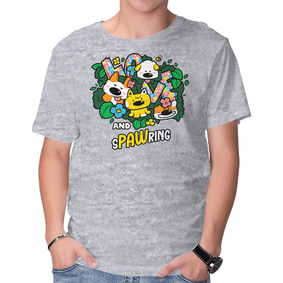 Unisex Crew Neck T-Shirt Love And Spawring Graphic Short Sleeve Casual Tee XXXXL