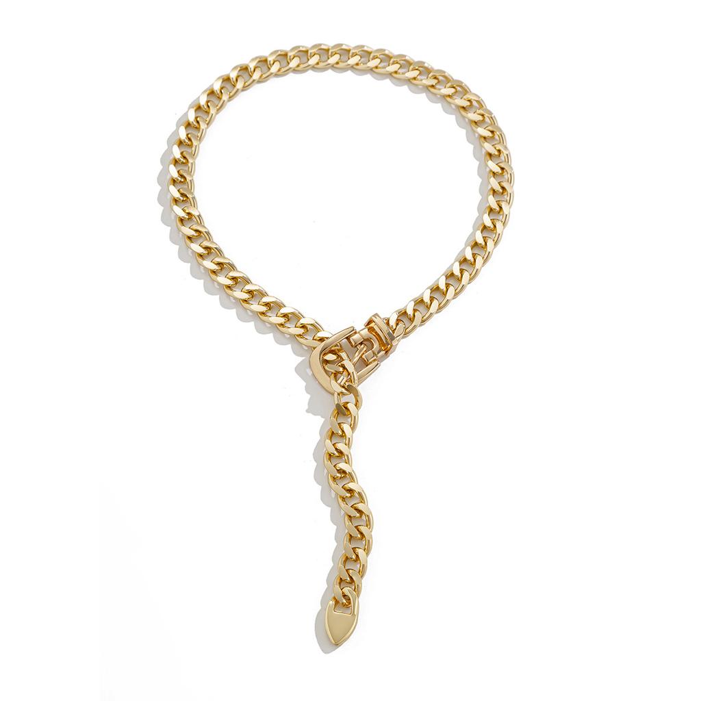 Jewelry simple design belt buckle chain clavicle neck chain retro cold wind personalized necklace