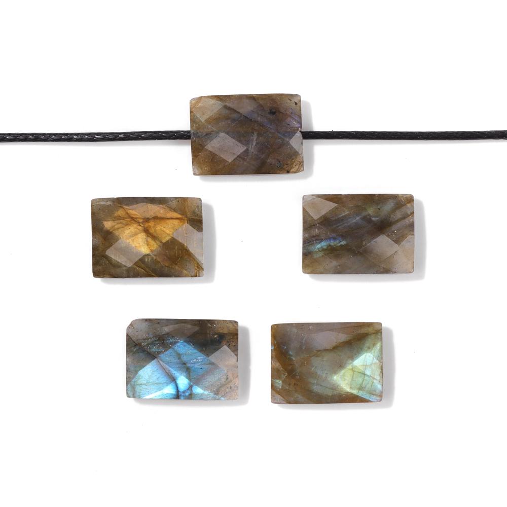 10x14MM Square Faceted Natural Labradorite Bead Charm No Hole Gem Stone Beads For Jewelry Making Wholesale 1PC