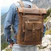 Men's Wear-Resistant Crazy Horse Leather Backpack for Travel and Hiking