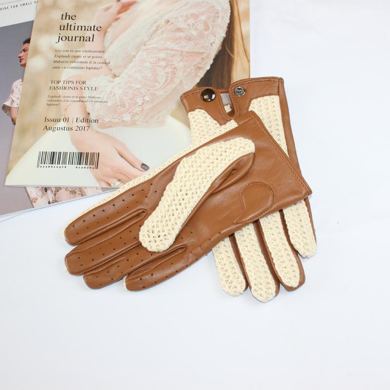 High Quality Women's Sheepskin Gloves Leather Fashion Touch Screen No Lining Thin Section Spring Riding Driving Gloves Autumn