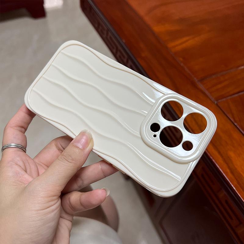Suitable for Apple 16ProMax Curved Case 11 Water Ripple TPU13/14 Fine Hole 15 Full Cover 12 Phone Case