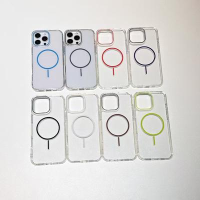 Applicable To IPhone 16PM Transparent Acrylic Apple 14 Thin Circle Magnetic Suction Phone Case 15 Full-inclusive Protection Case